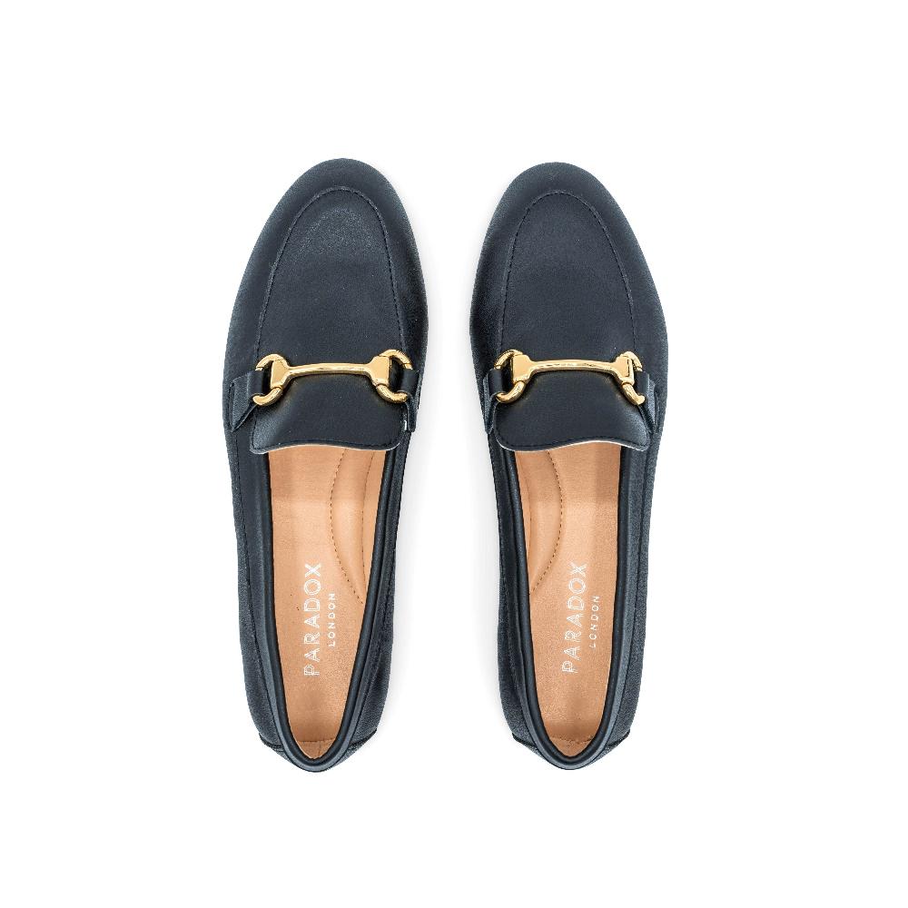 Paradox London Christa Loafers Navy Faux Leather Loafer
