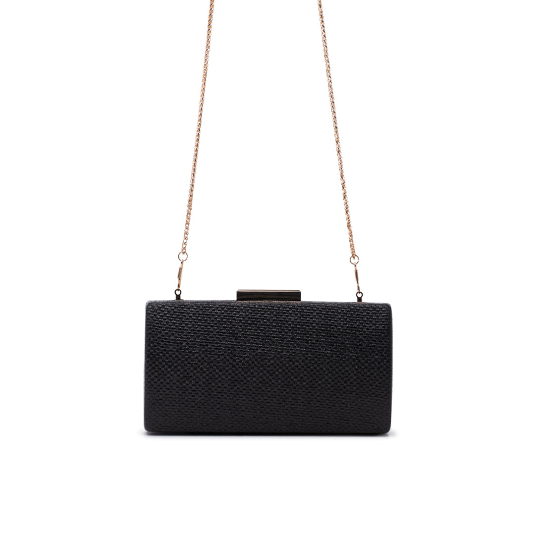 Paradox London Dahliana Clutch Bag Black Shimmer Box Clutch Bag