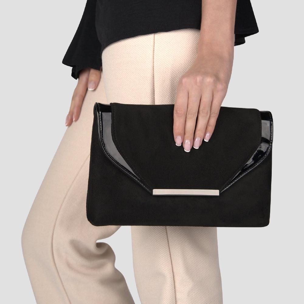 Paradox London Danette Clutch Bag Black Microsuede Clutch Bag