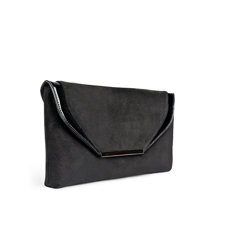 Paradox London Danette Clutch Bag Black Microsuede Clutch Bag