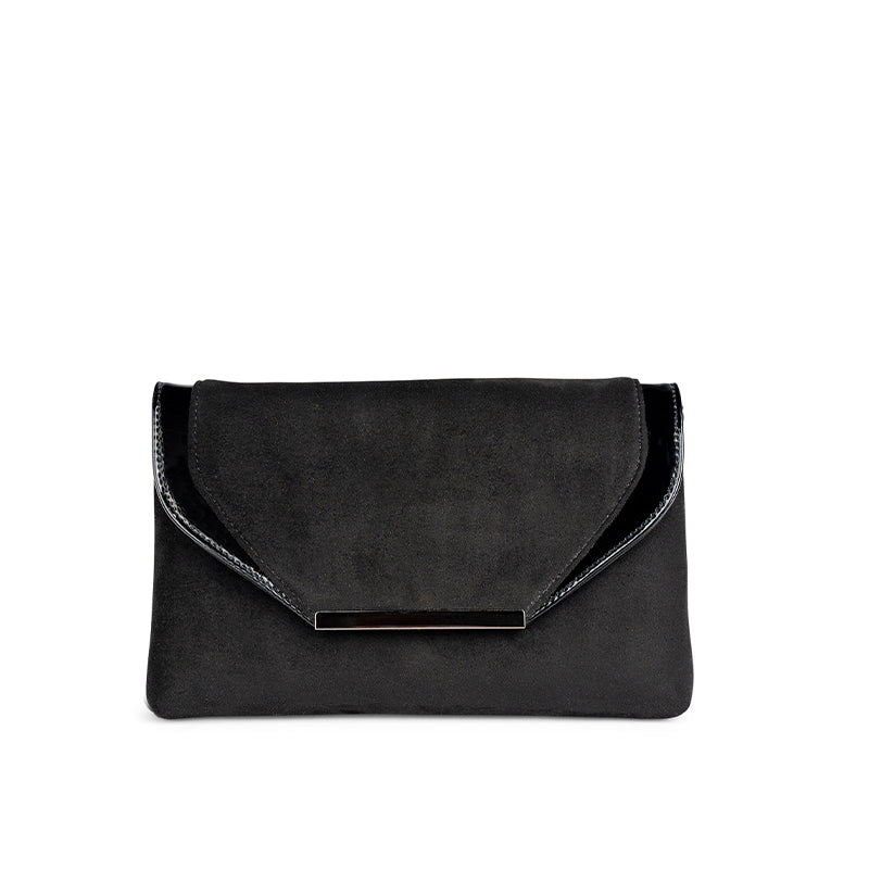 paradox london Danette Clutch Bag Black Microsuede Clutch Bag
