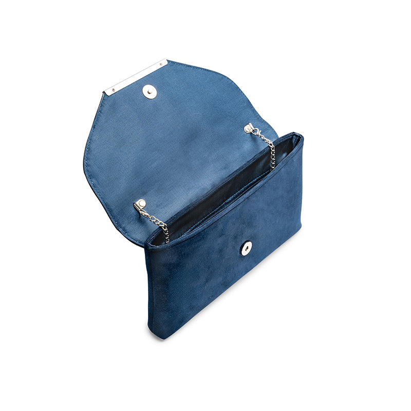 Paradox London Danette Clutch Bag Navy Microsuede Clutch Bag