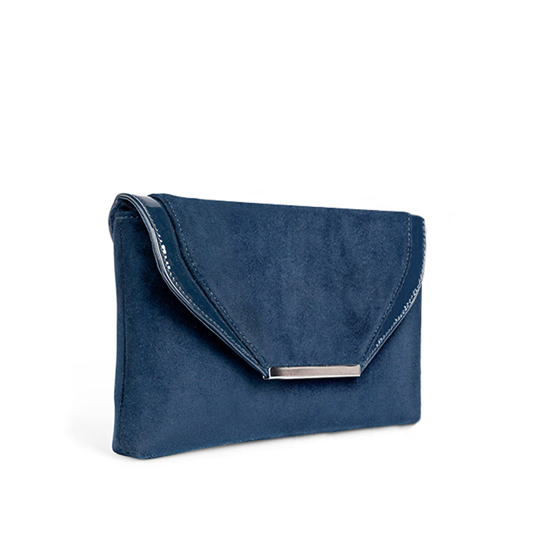 Paradox London Danette Clutch Bag Navy Microsuede Clutch Bag