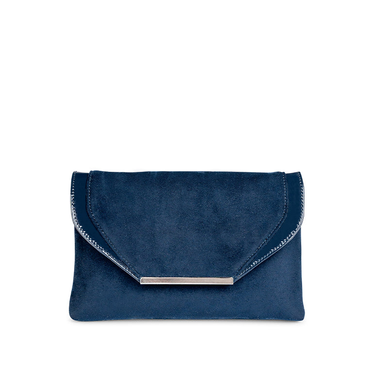 paradox london Danette Clutch Bag Navy Microsuede Clutch Bag