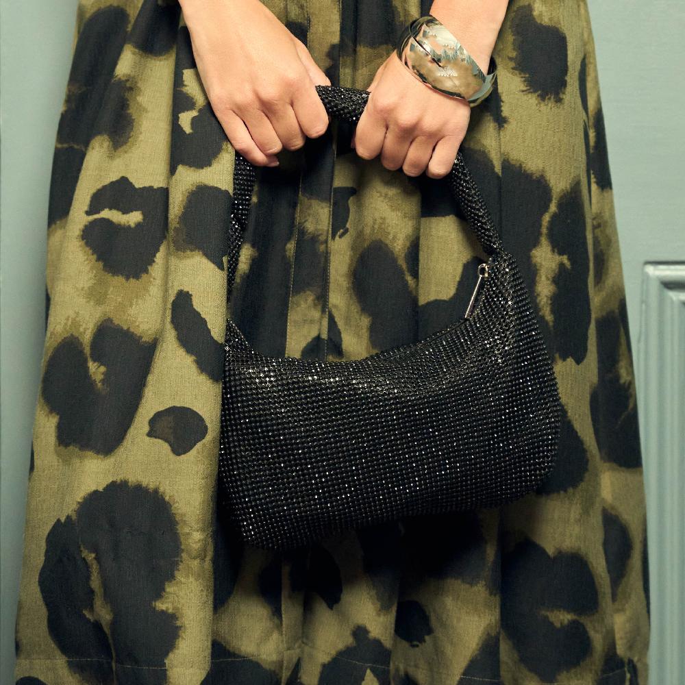 Paradox London Danni Diamante Handbag Black Diamante Shoulder Bag