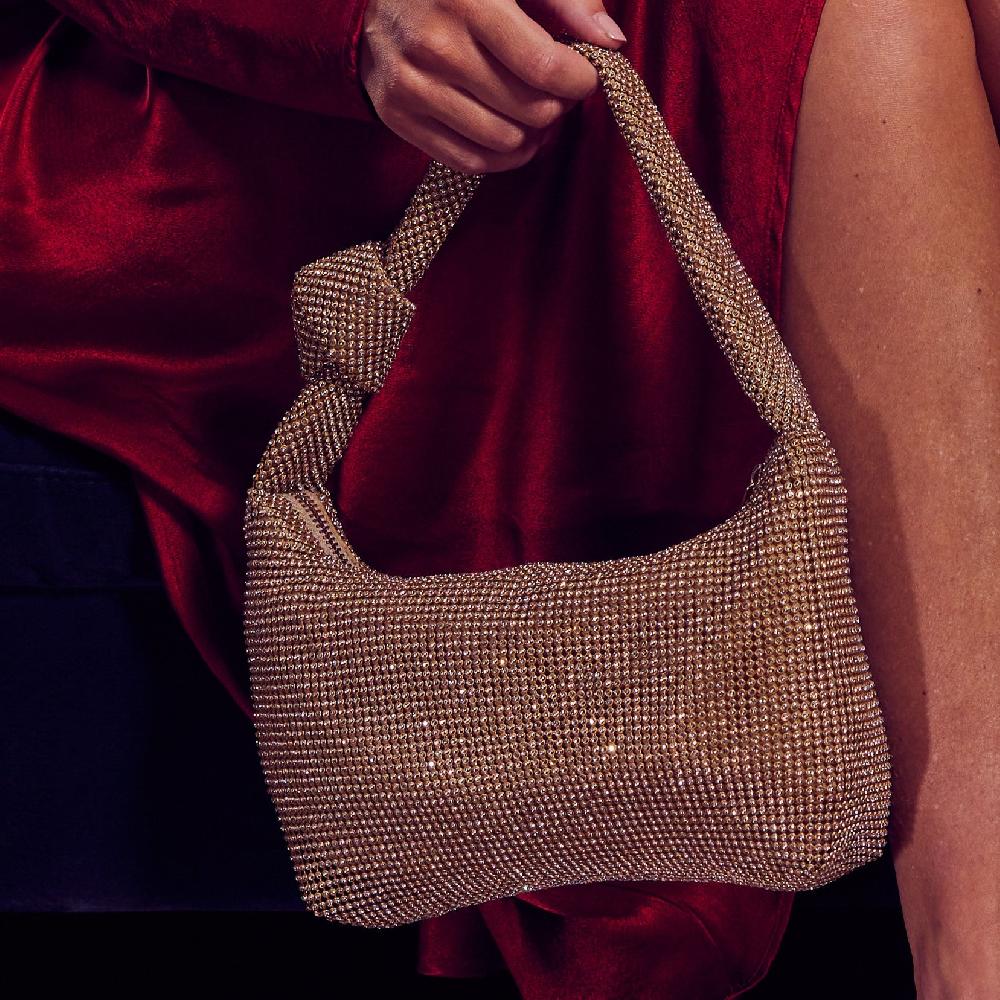 Paradox London Danni Diamante Handbag Gold Diamante Shoulder Bag