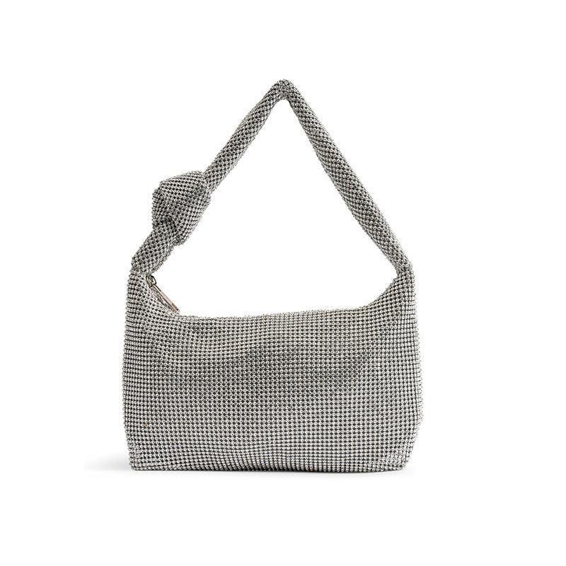 paradox london Danni Diamante Handbag Silver Diamante Shoulder Bag