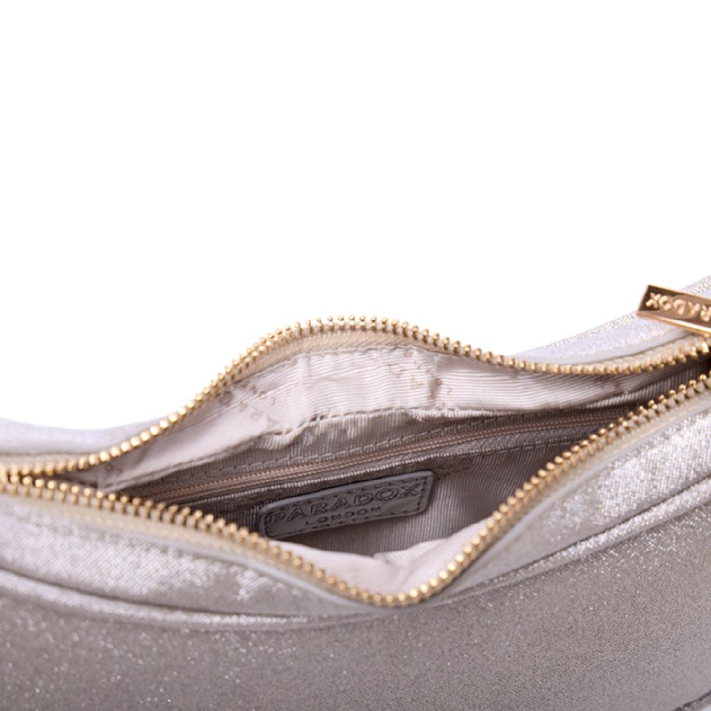 Paradox London Daphira Handbag Champagne Glitter Shoulder Bag