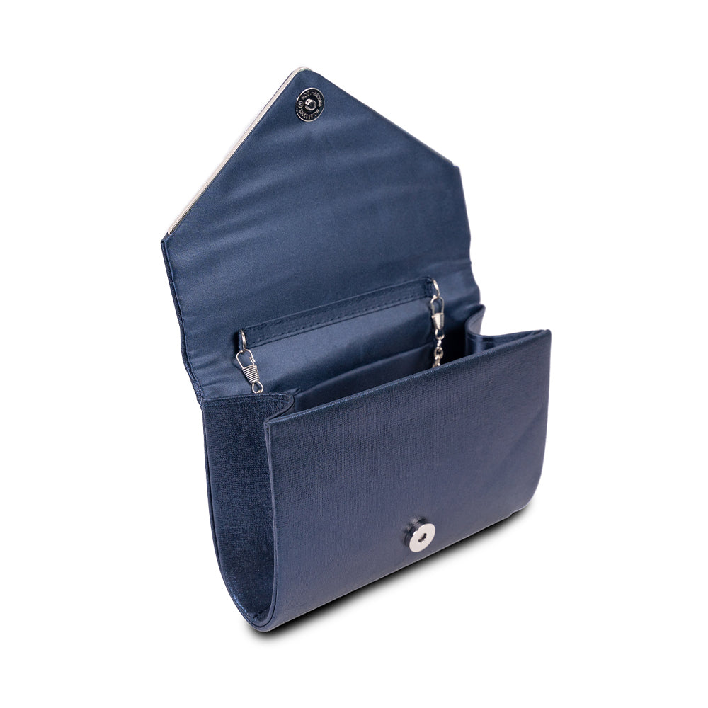 Paradox London Darcy Clutch Bag Navy Glitter Envelope Clutch Bag