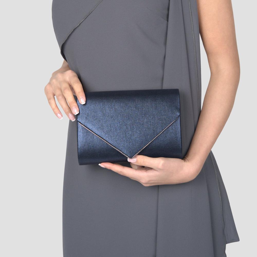 Paradox London Darcy Clutch Bag Navy Glitter Envelope Clutch Bag