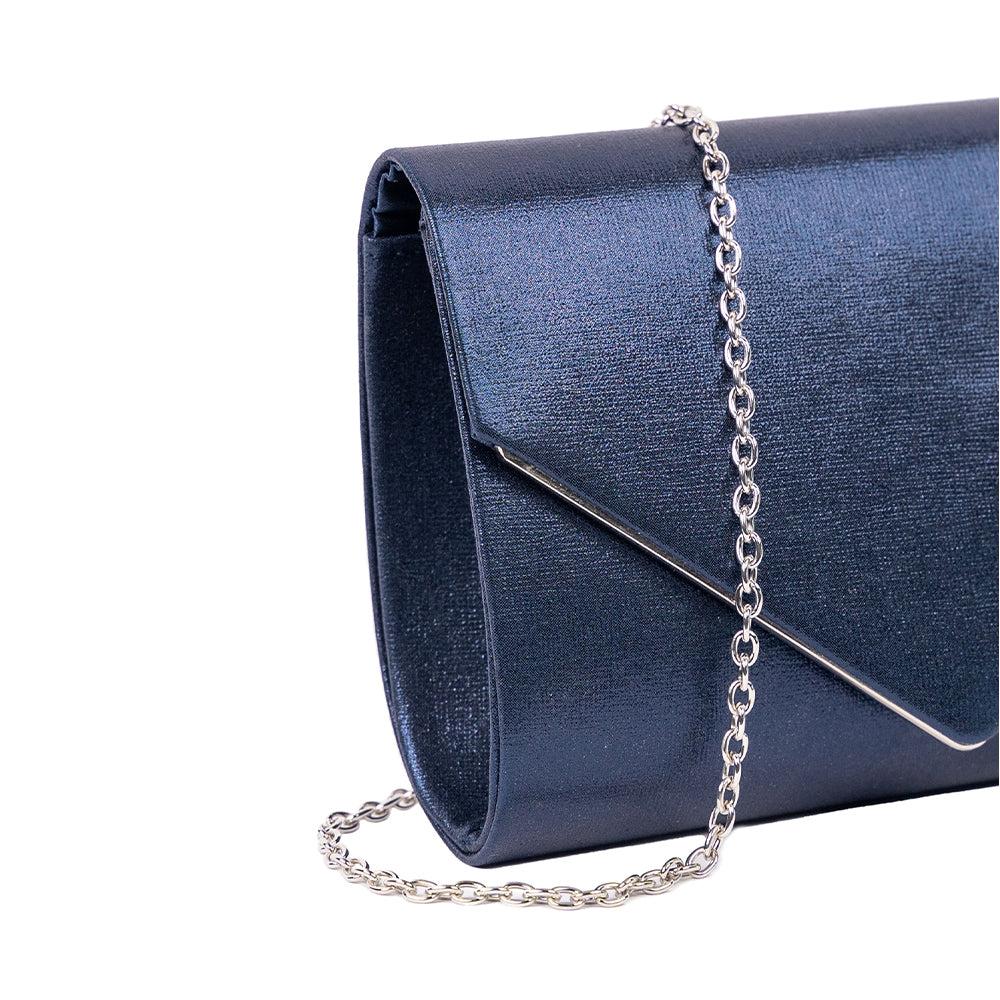 Paradox London Darcy Clutch Bag Navy Glitter Envelope Clutch Bag