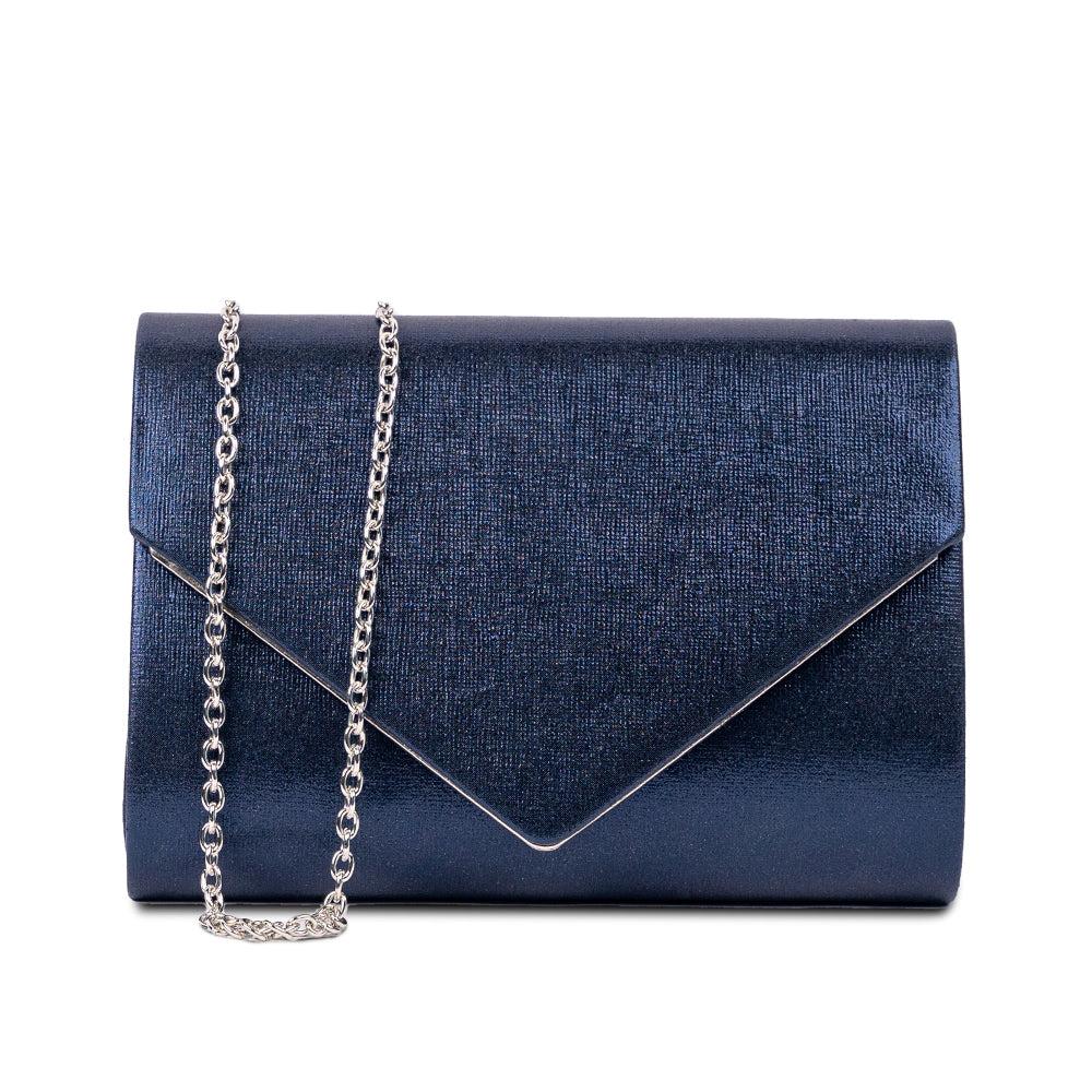 paradox london Darcy Clutch Bag Navy Glitter Envelope Clutch Bag