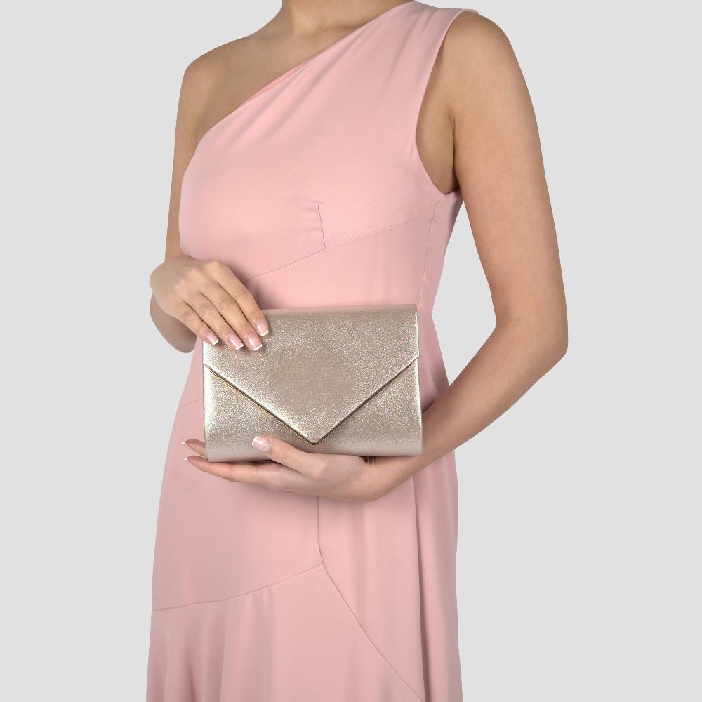 Paradox London Darcy Clutch Bag Nude Glitter Envelope Clutch Bag