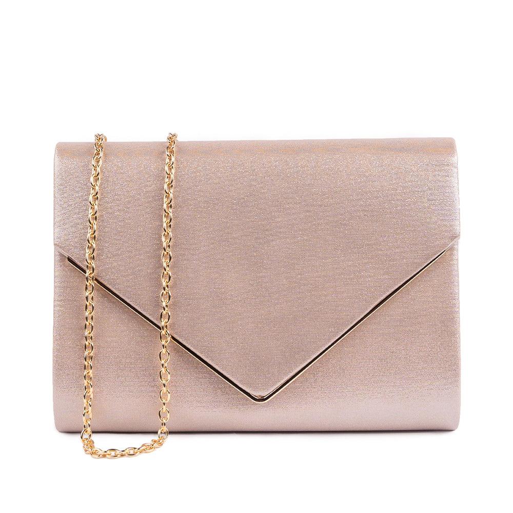 paradox london Darcy Clutch Bag Nude Glitter Envelope Clutch Bag