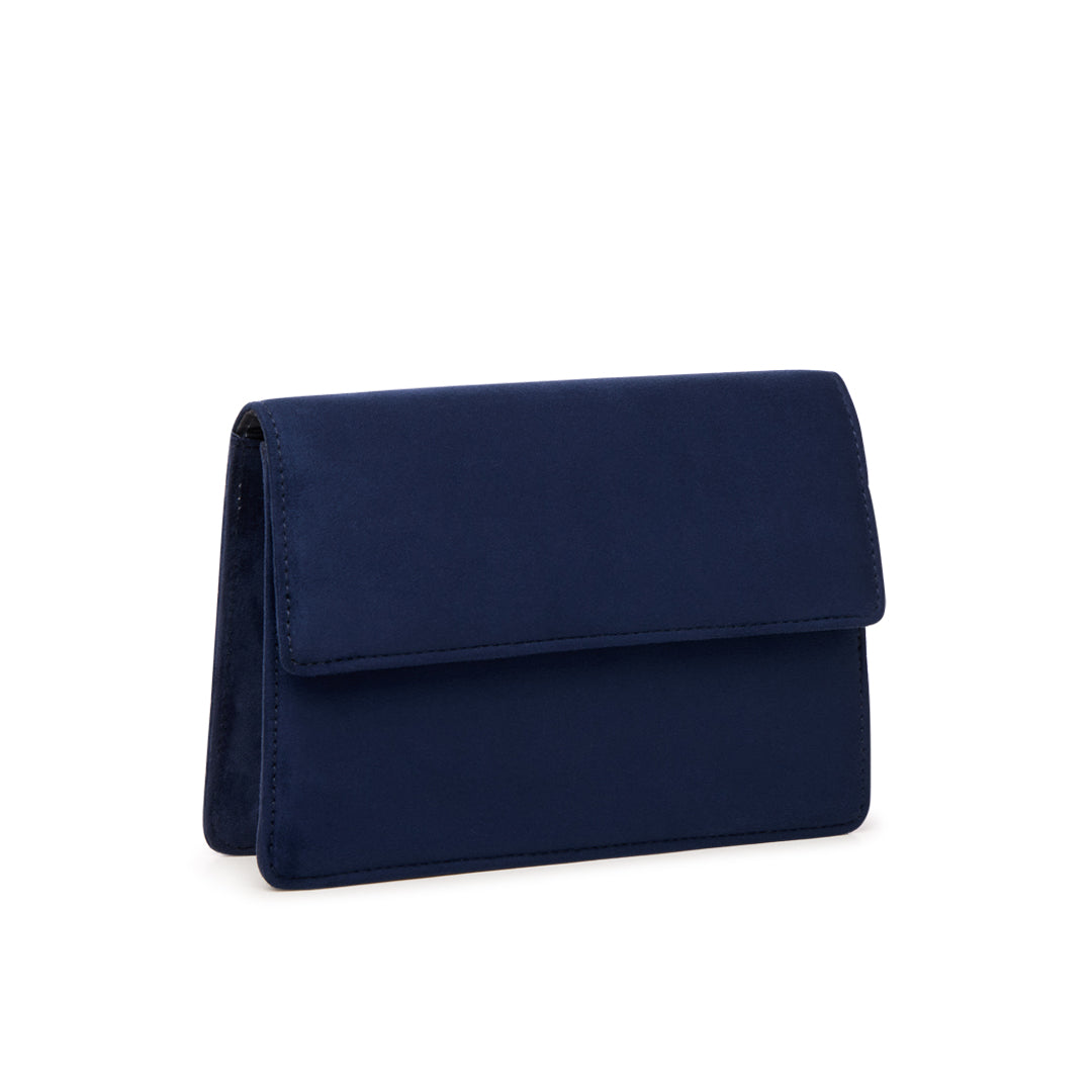 Paradox London Darlene Clutch Bag Navy Micro Suede Clutch Bag
