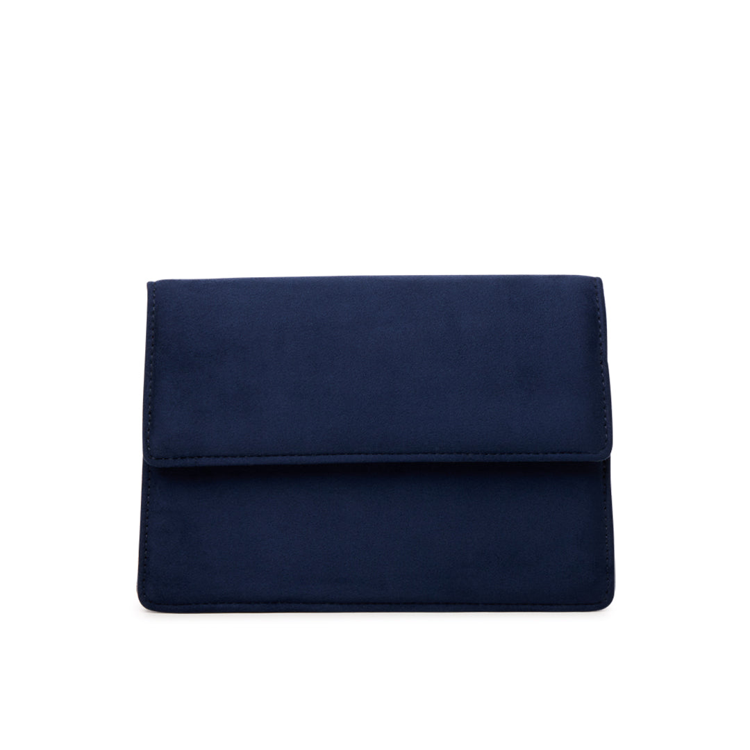 Paradox London Darlene Clutch Bag Navy Micro Suede Clutch Bag