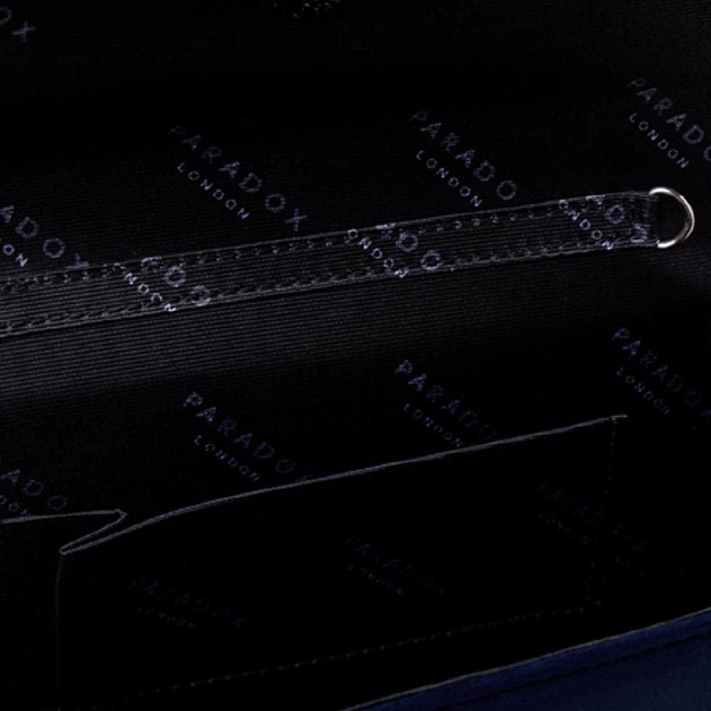 Paradox London Darlene Clutch Bag Navy Micro Suede Clutch Bag
