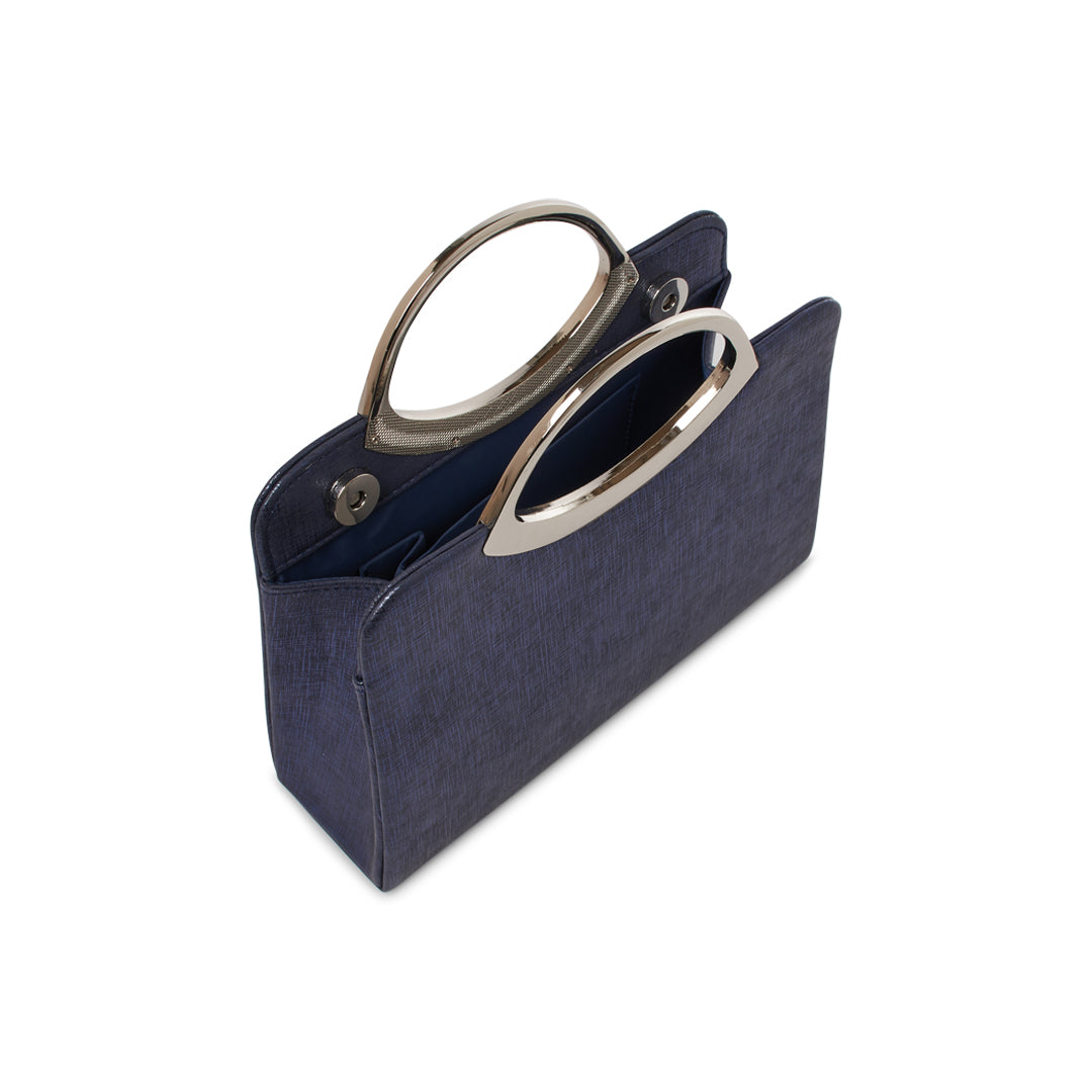 Paradox London Darya Handbag Navy Shimmer Structured Handbag