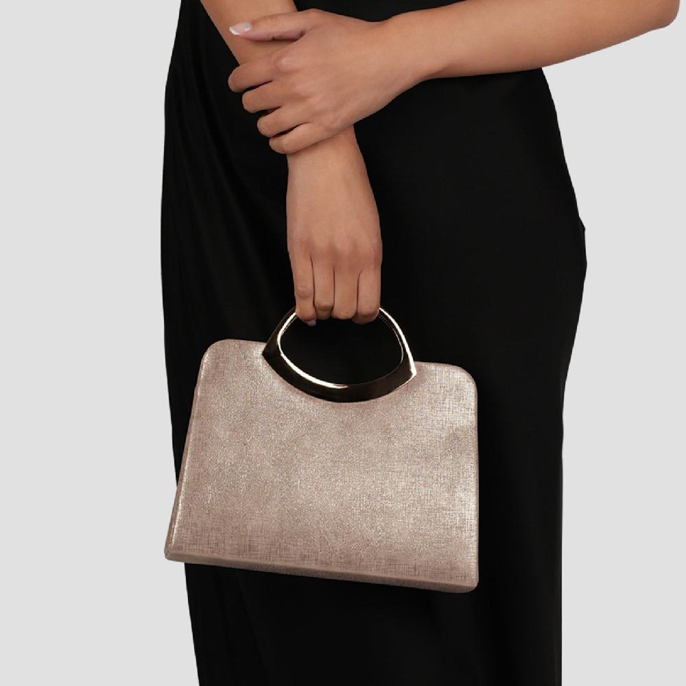 Paradox London Darya Handbag Nude Shimmer Structured Handbag