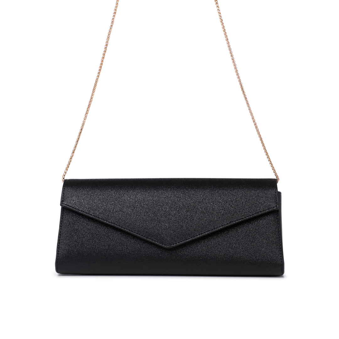 Paradox London Daryna Clutch Bag Black Glitter Clutch Bag
