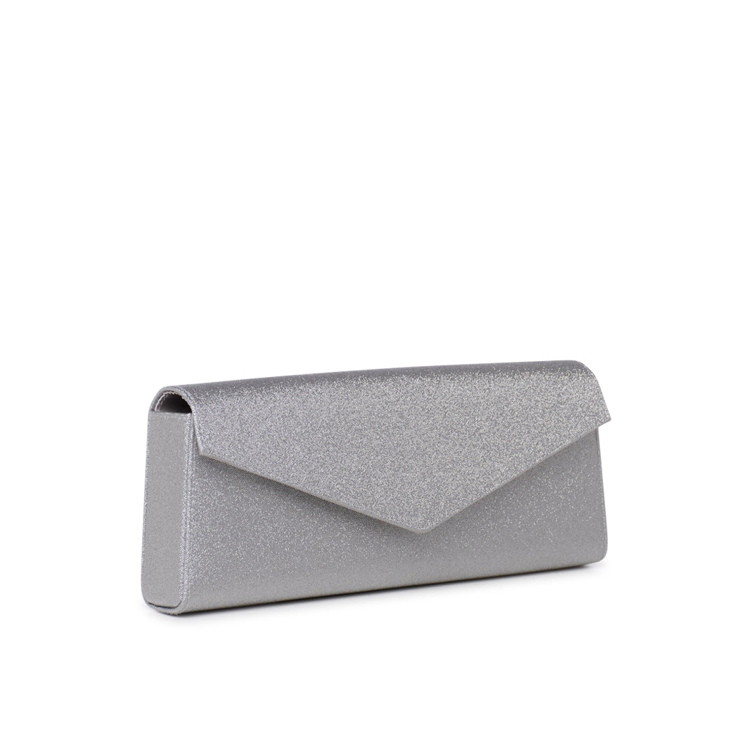 Paradox London Daryna Clutch Bag Silver Glitter Clutch Bag
