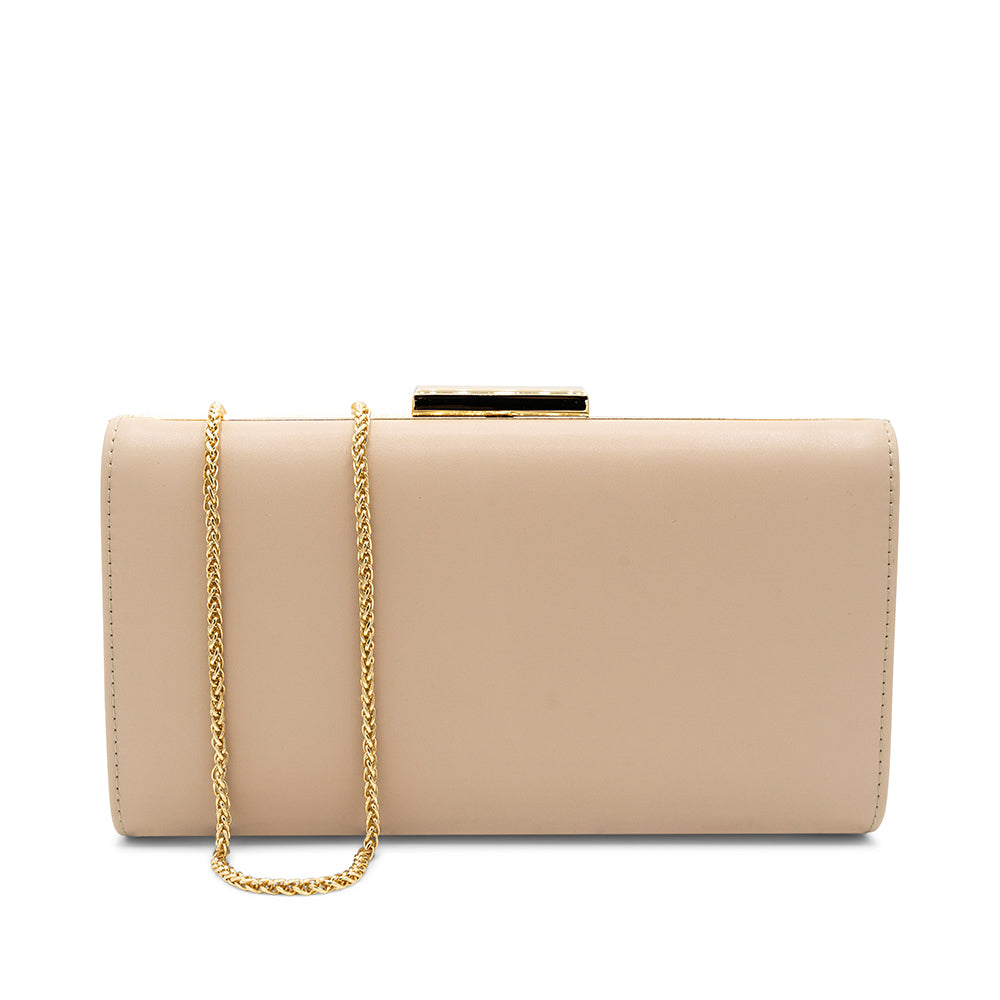 paradox london Dasha Clutch Bag Nude Faux Leather Box Clutch Handbag