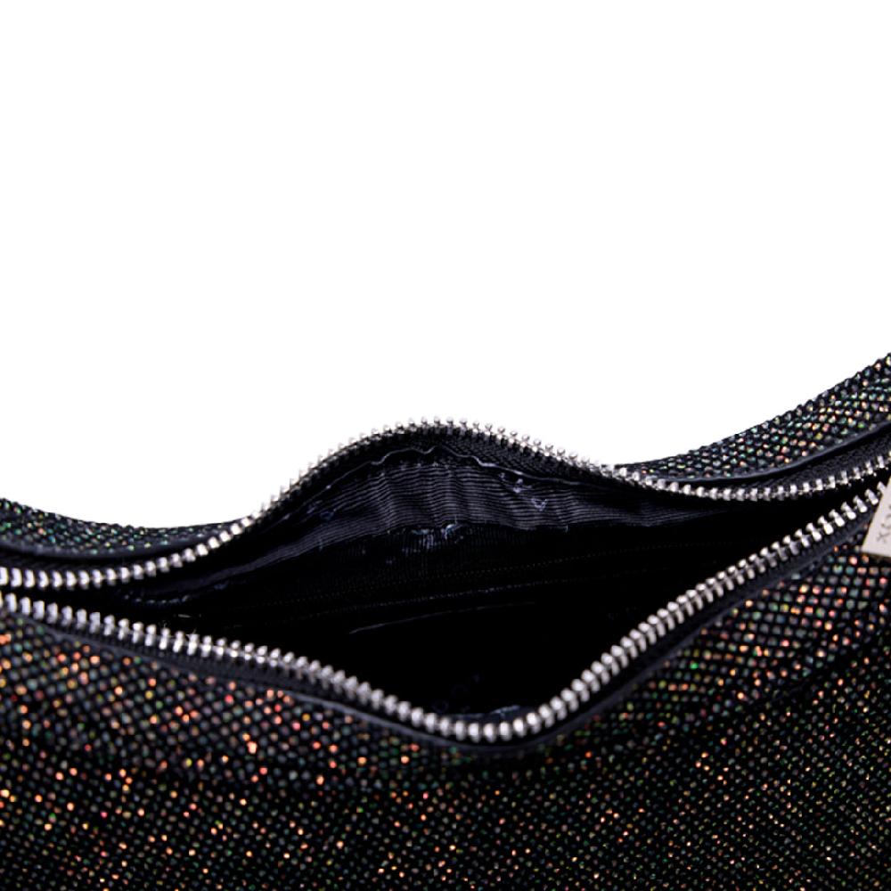 Paradox London Davenia Handbag Black Velvet Glitter Shoulder Bag