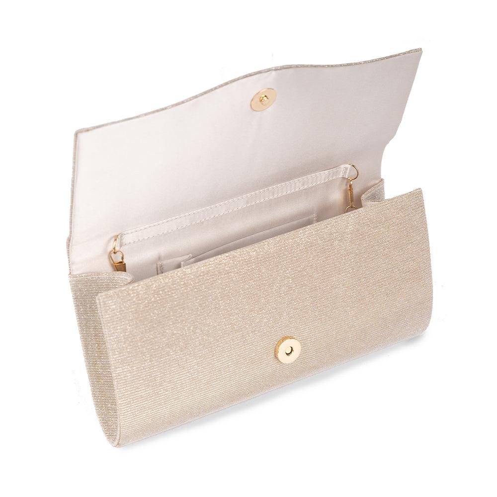 Paradox London Deja Clutch Bag Champagne Glitter Clutch Bag