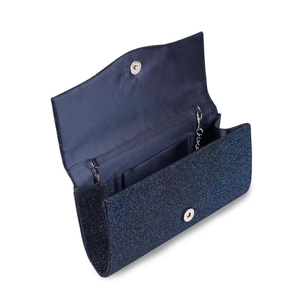 Paradox London Deja Clutch Bag Navy Glitter Clutch Bag