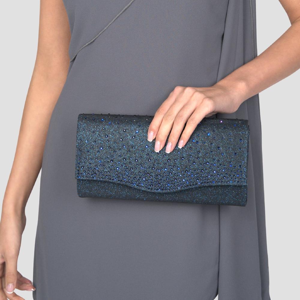 Paradox London Deja Clutch Bag Navy Glitter Clutch Bag