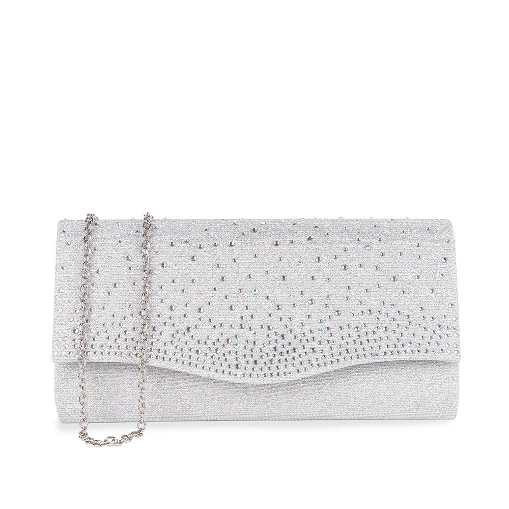 paradox london Deja Clutch Bag Silver Glitter Clutch Bag paradox london Deja Clutch Bag Silver Glitter Clutch Bag