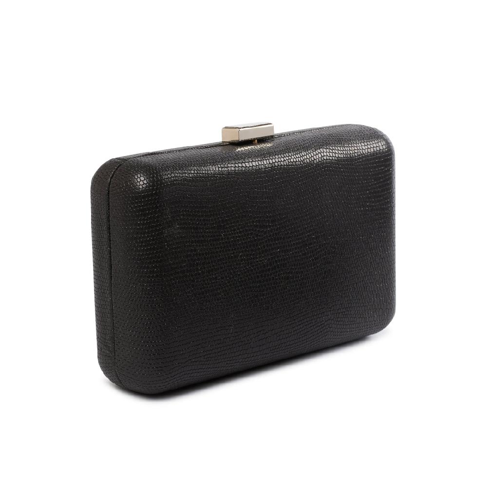 Paradox London Delina Clutch Bag Black Glitter Box Clutch Bga