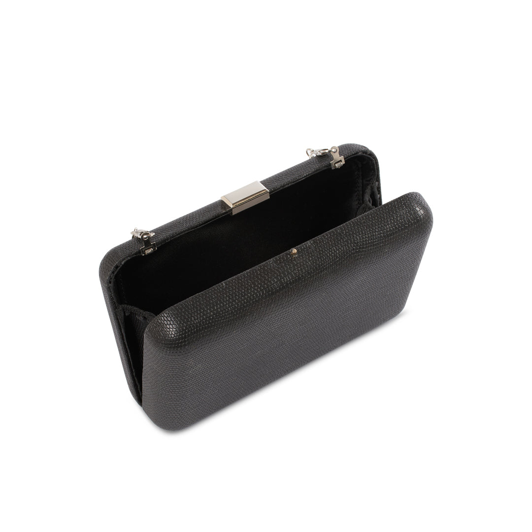 Paradox London Delina Clutch Bag Black Glitter Box Clutch Bga