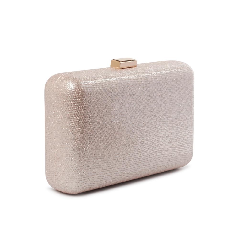 Paradox London Delina Clutch Bag Nude Glitter Box Clutch Bag