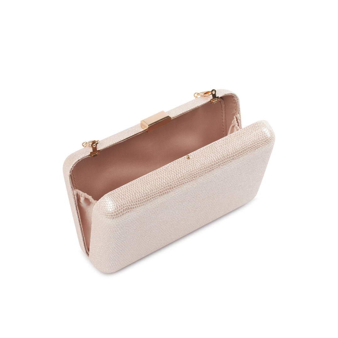 Paradox London Delina Clutch Bag Nude Glitter Box Clutch Bag