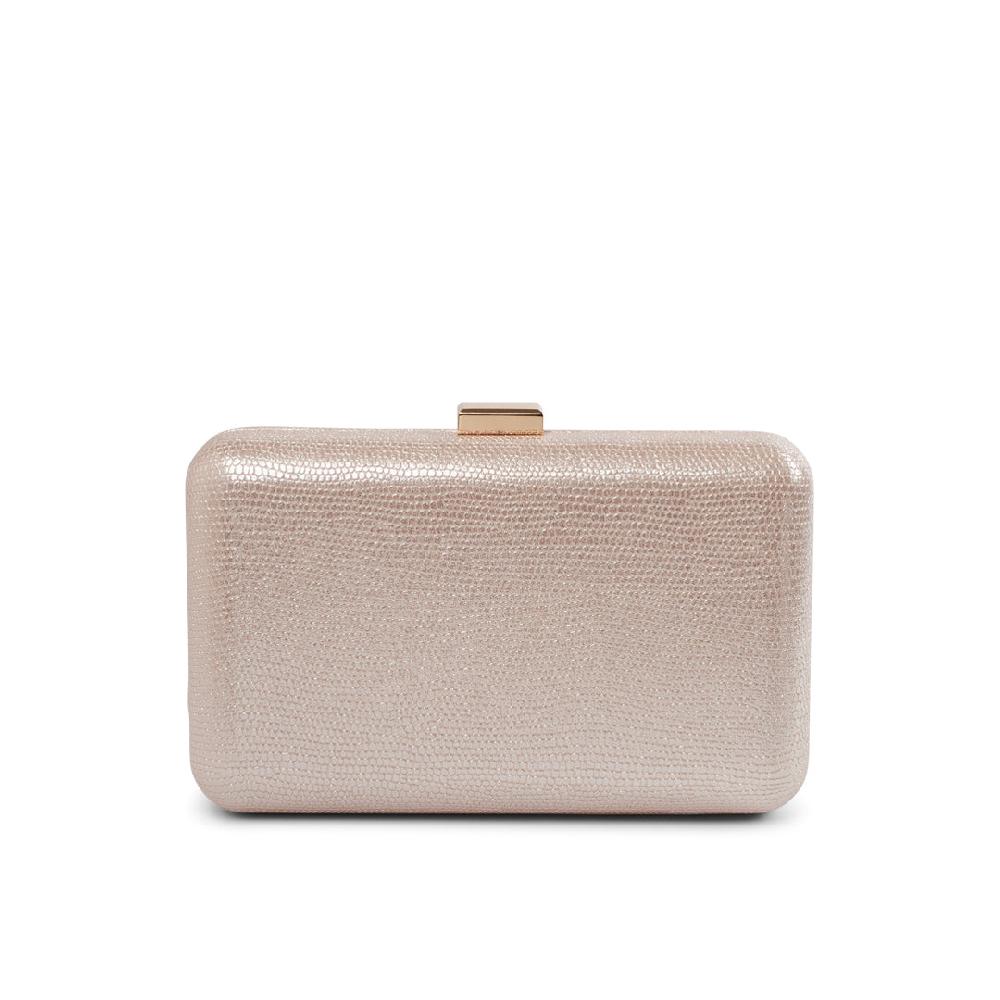 paradox london Delina Clutch Bag Nude Glitter Box Clutch Bag