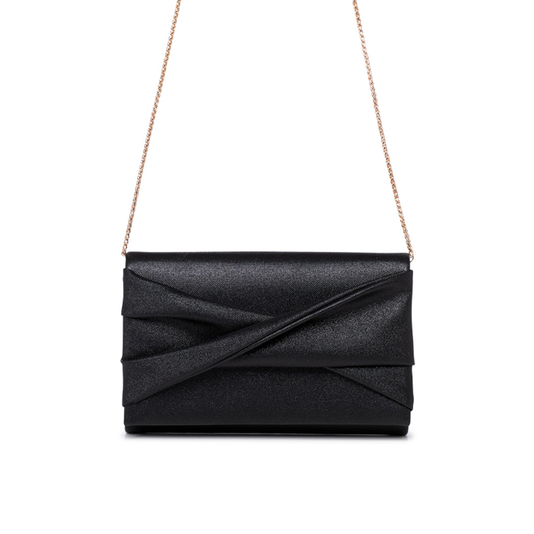 Paradox London Deloria Clutch Bag Black Glitter Clutch Bag