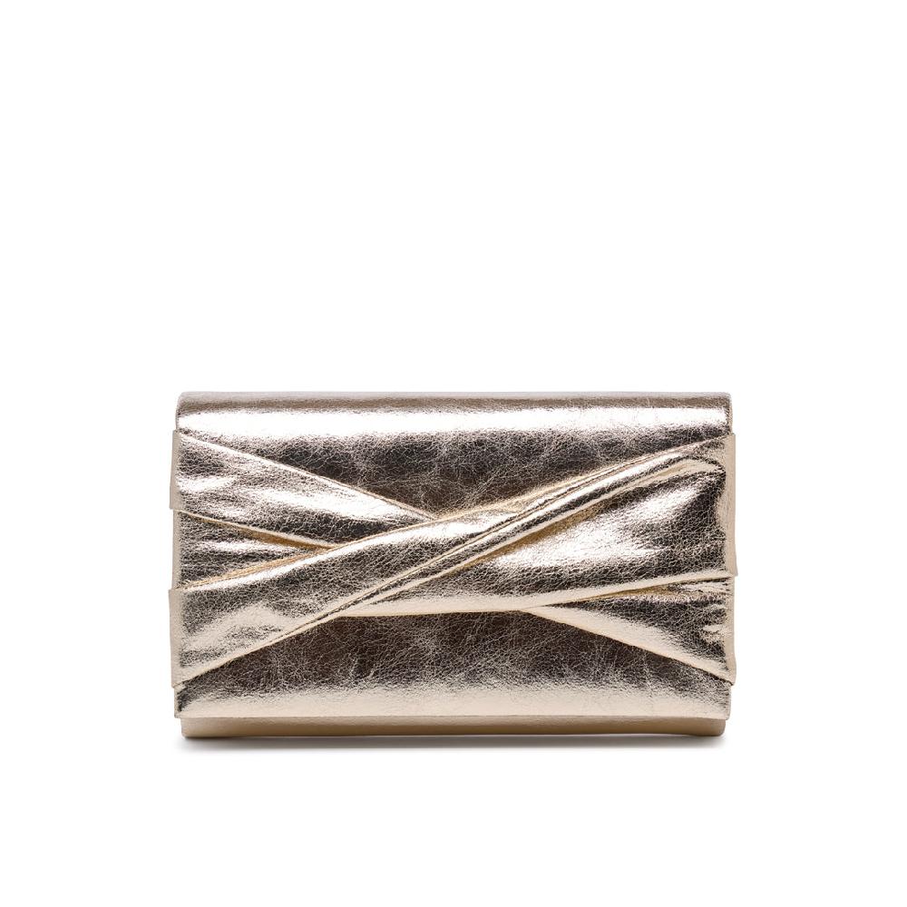 paradox london Deloria Clutch Bag Champagne Metallic Clutch Bag
