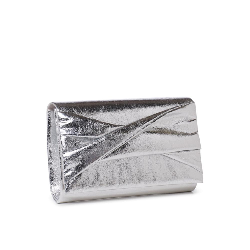 Paradox London Deloria Clutch Bag Silver Metallic Clutch Bag