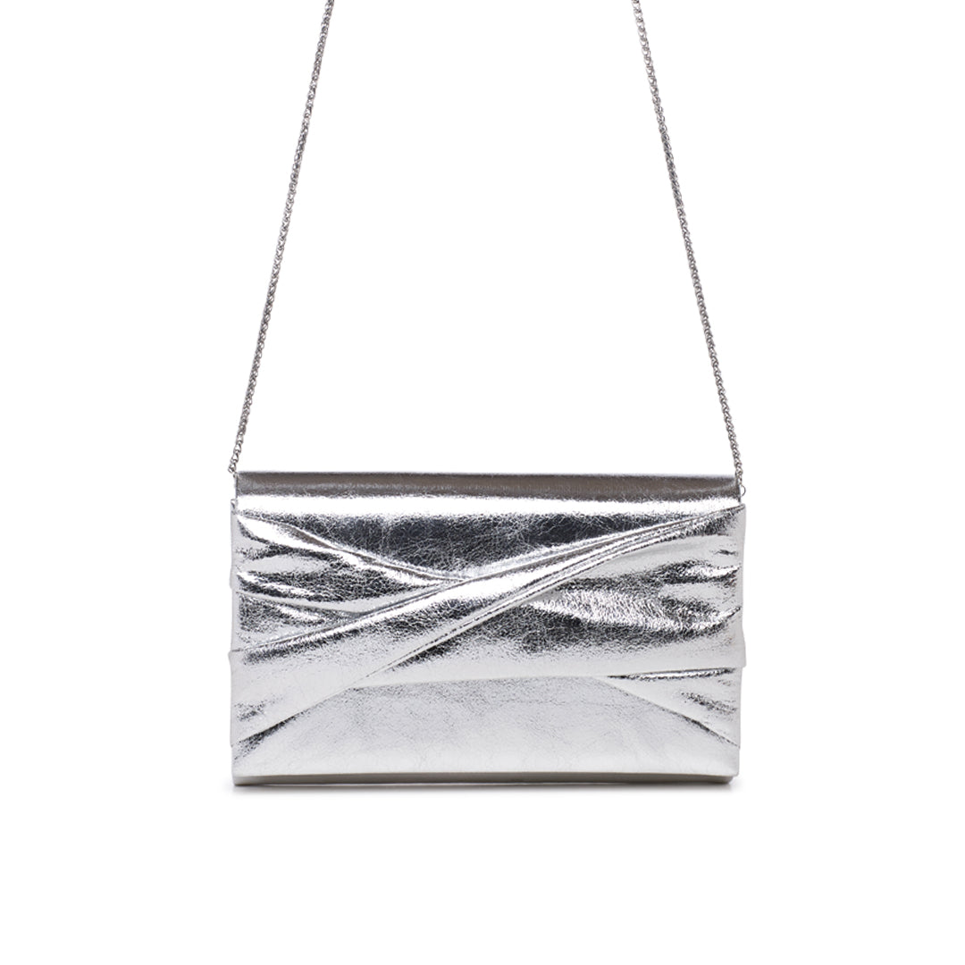 Paradox London Deloria Clutch Bag Silver Metallic Clutch Bag