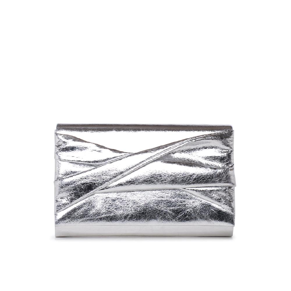 paradox london Deloria Clutch Bag Silver Metallic Clutch Bag