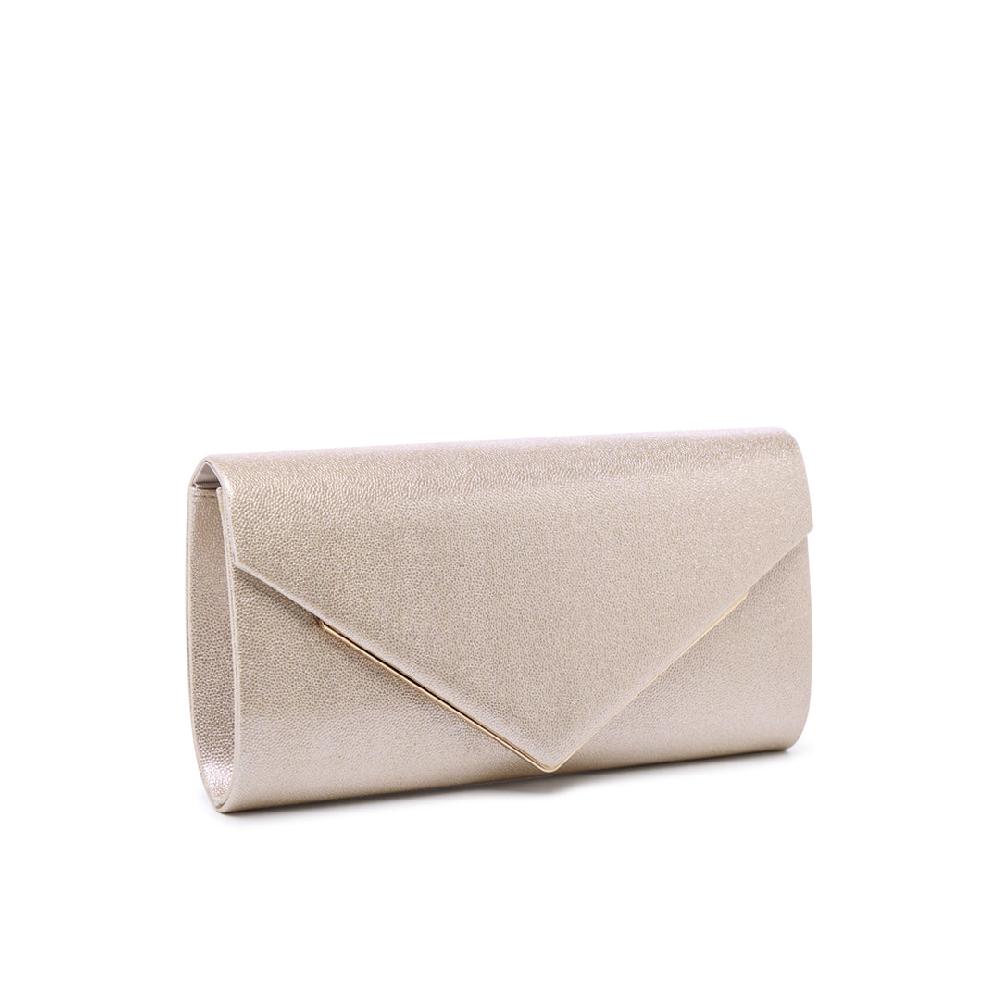 Paradox London Delynn Clutch Bag Champagne Glitter Clutch Bag