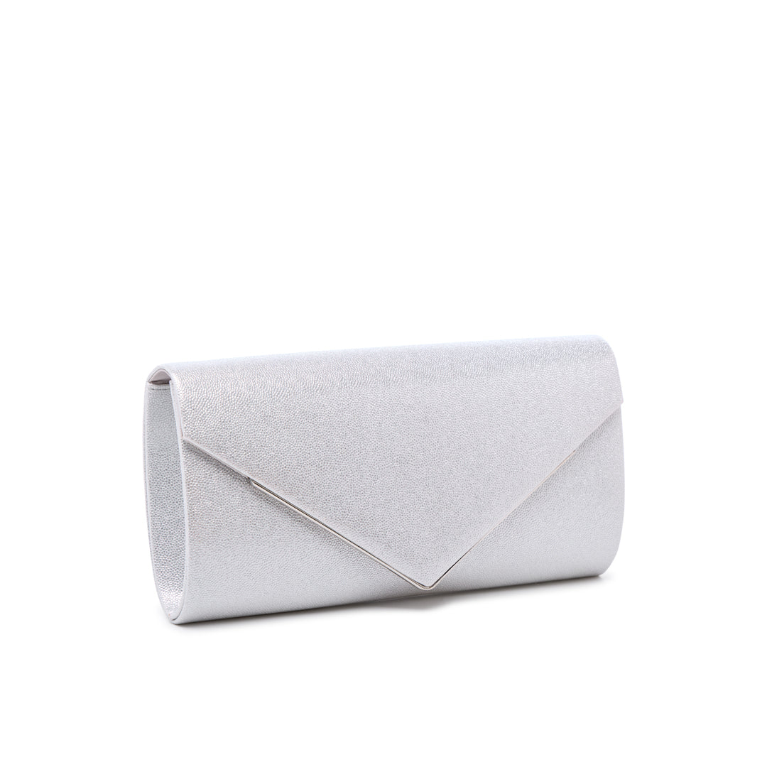 Paradox London Delynn Clutch Bag Silver Glitter Clutch Bag