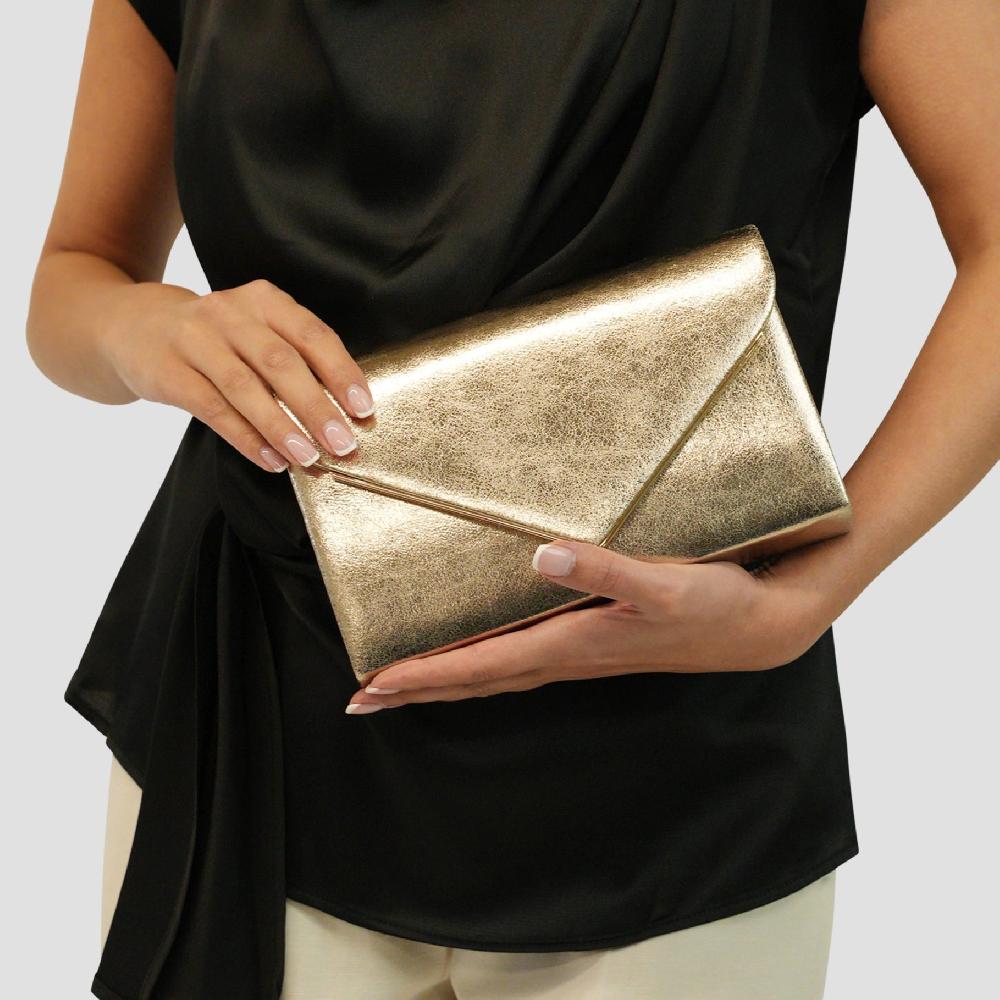 Paradox London Delyssa Clutch Bag Champagne Metallic Clutch Bag