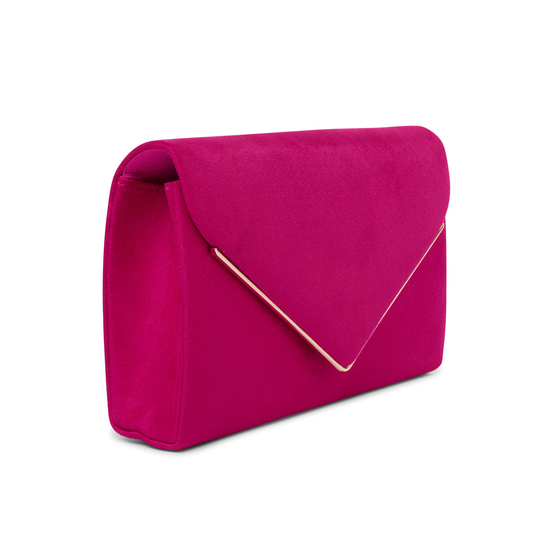 Paradox London Delyssa Clutch Bag Fuchsia Micro Suede Clutch Bag
