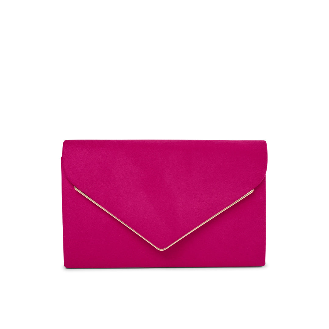 paradox london Delyssa Clutch Bag Fuchsia Micro Suede Clutch Bag