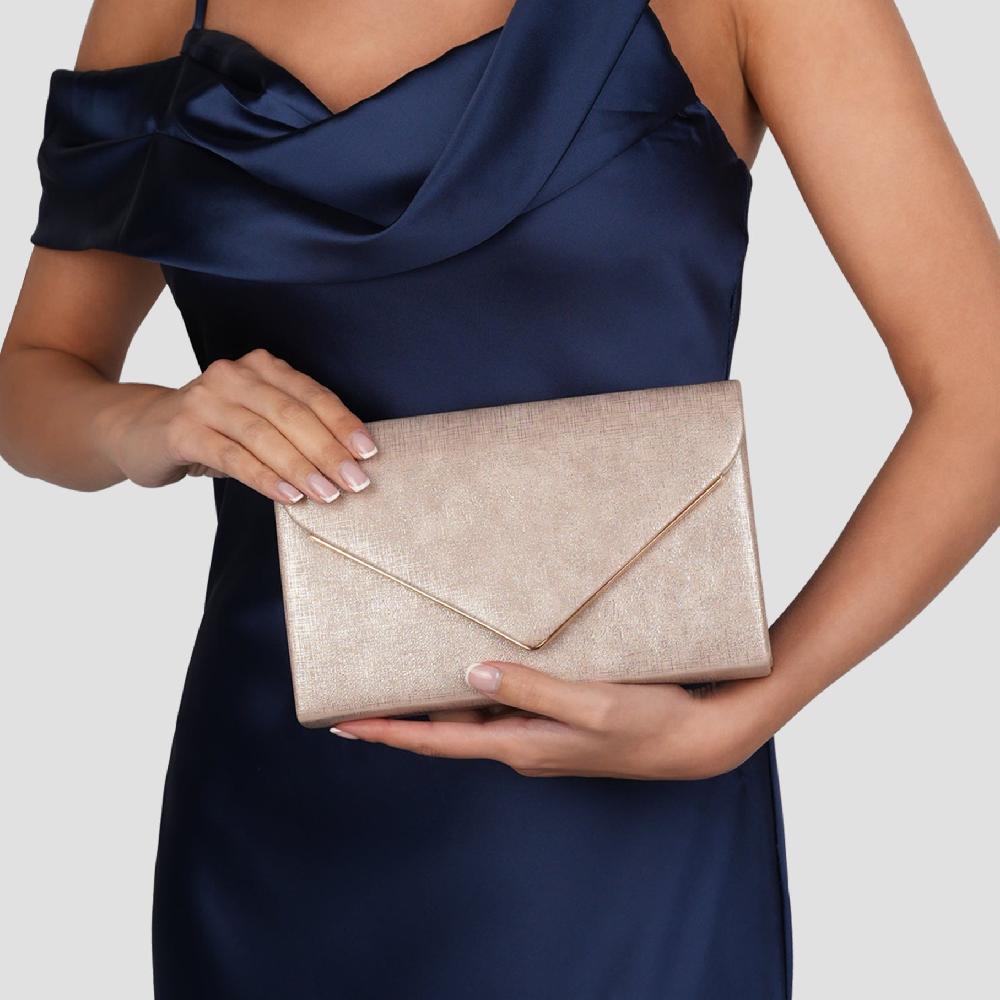 Paradox London Delyssa Clutch Bags Nude Shimmer Clutch Bag