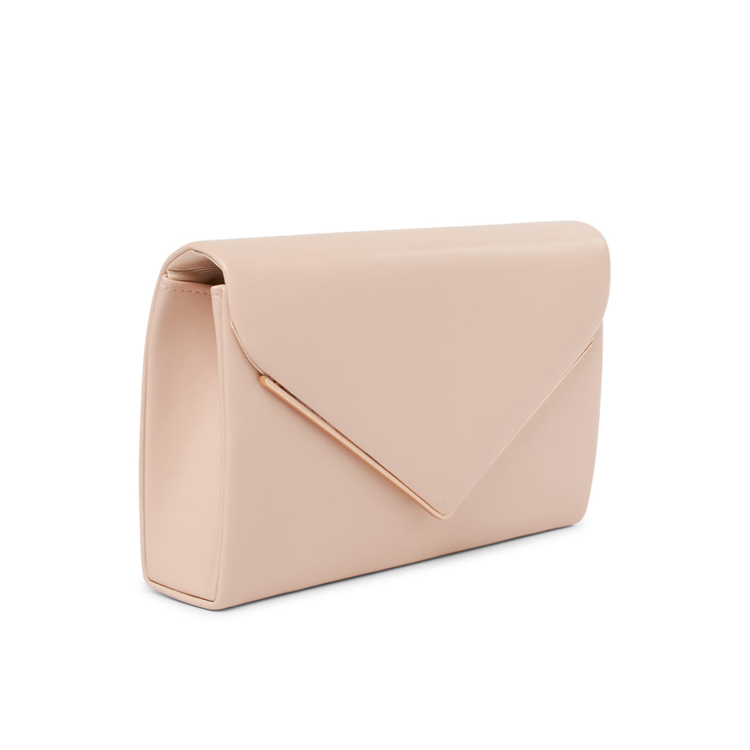 Paradox London Delyssa Nude Faux Leather Clutch Bag Nude Faux Leather Clutch Bag