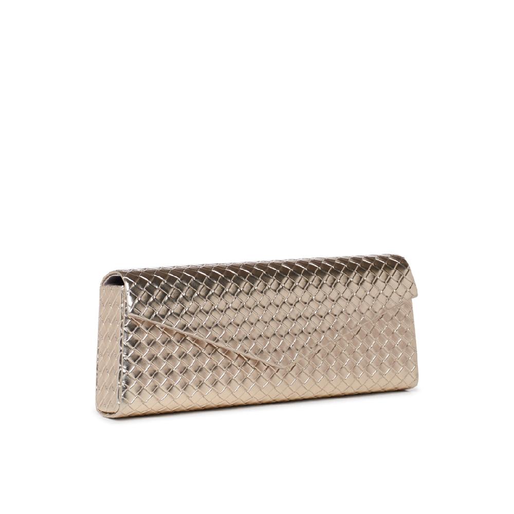 Paradox London Demeria Clutch Bag Champagne Woven Metallic Clutch Bag