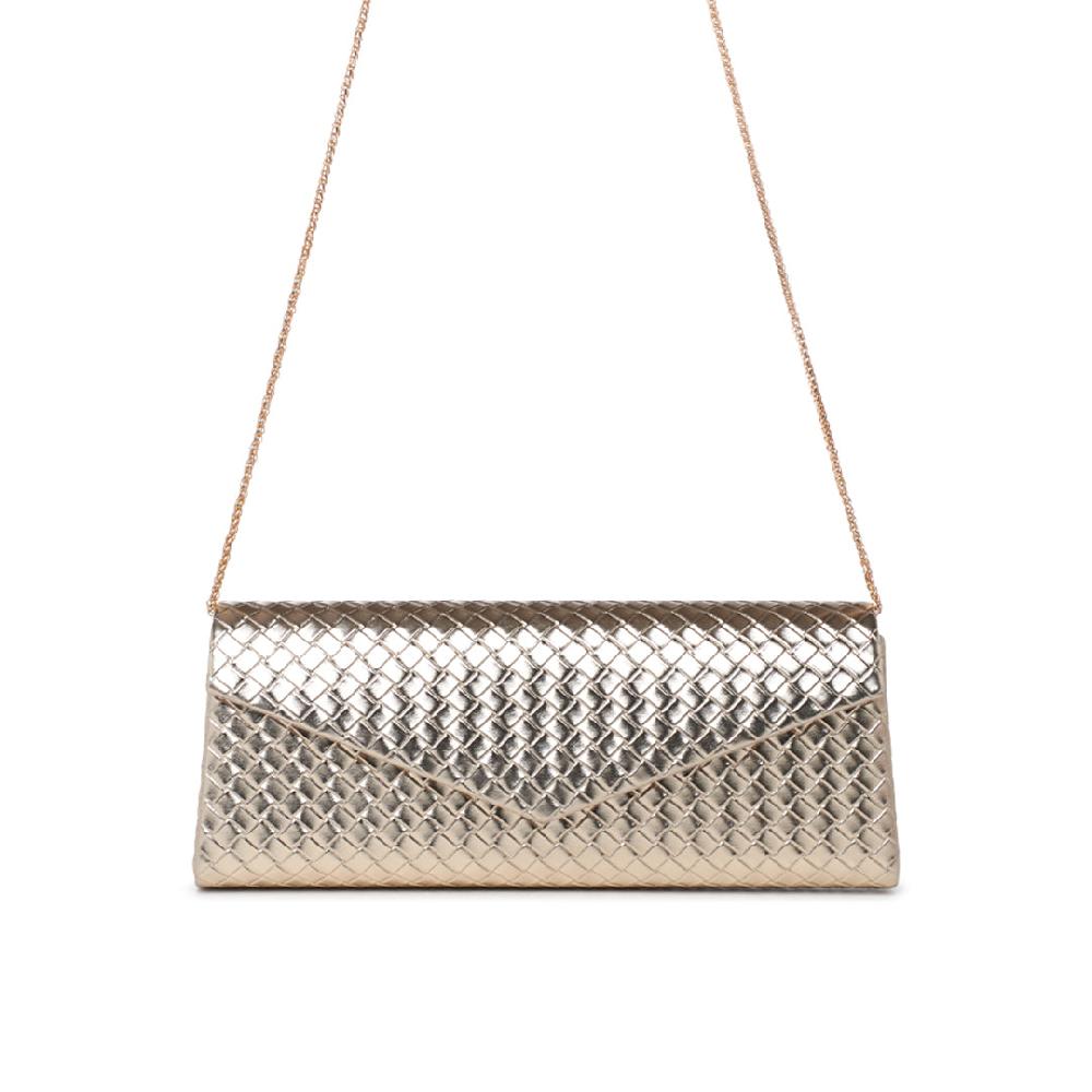 Paradox London Demeria Clutch Bag Champagne Woven Metallic Clutch Bag